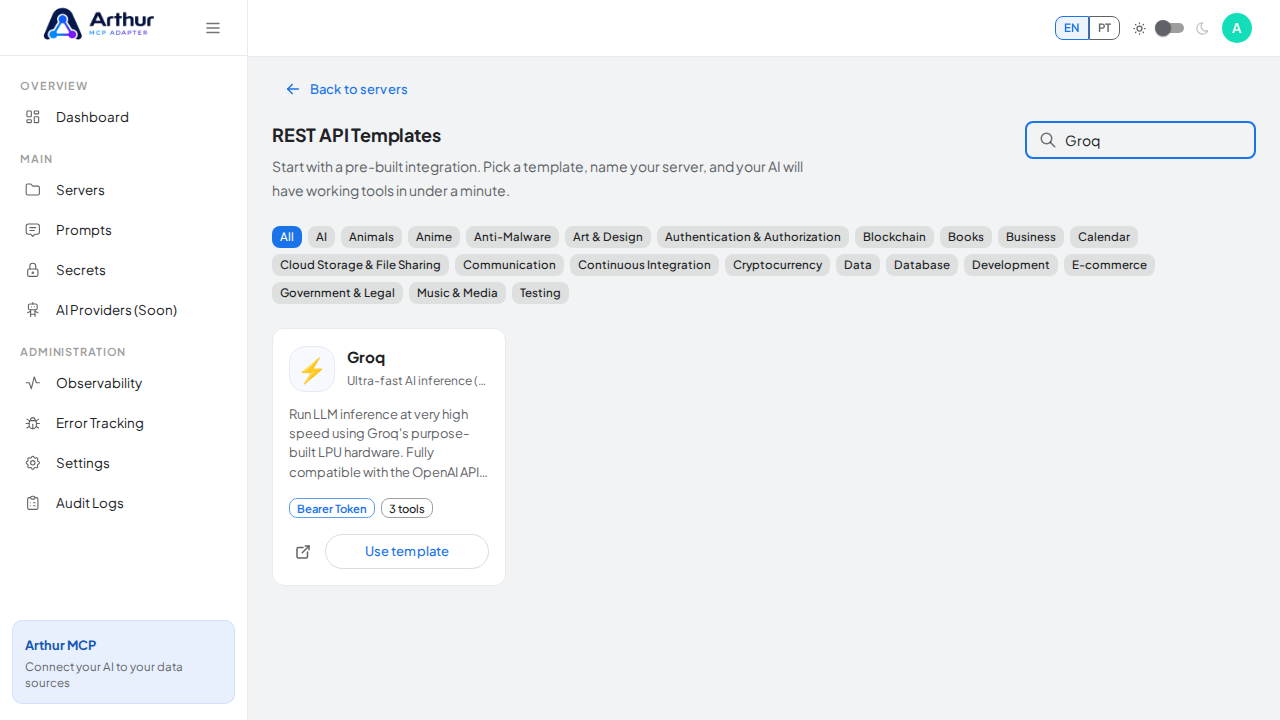 Search the gallery for the Groq integration