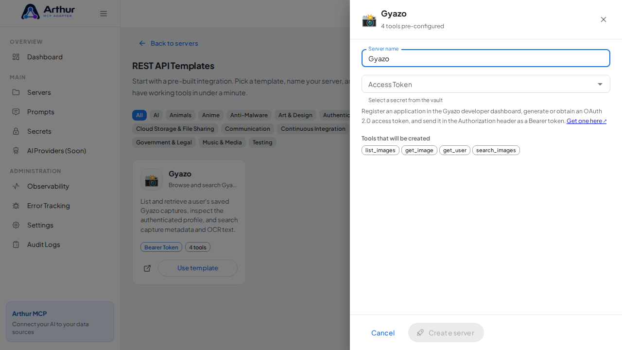Open the Gyazo template with its preconfigured tools