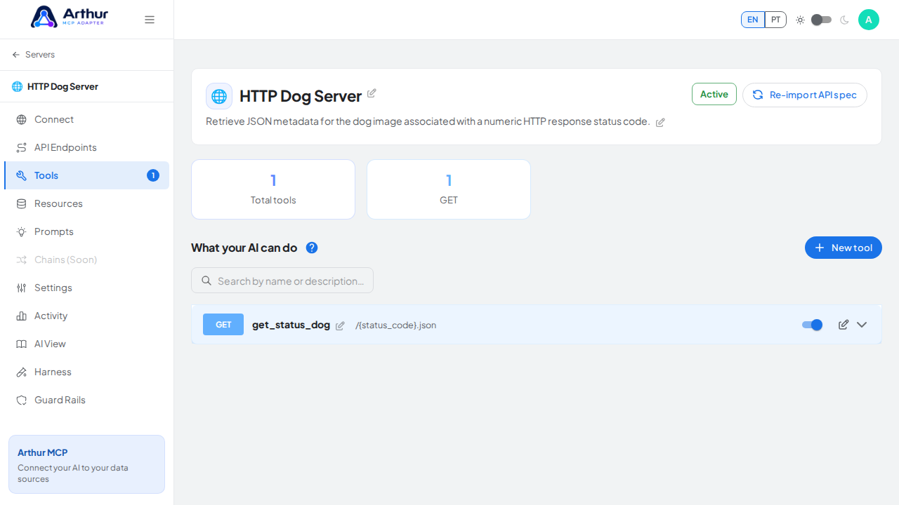 Review the tools generated from the HTTP Dog template