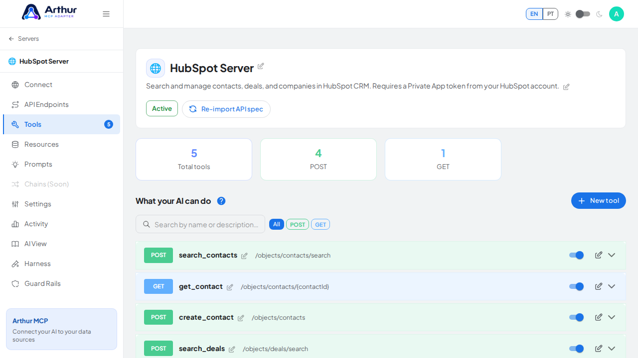 Review the tools generated from the HubSpot template