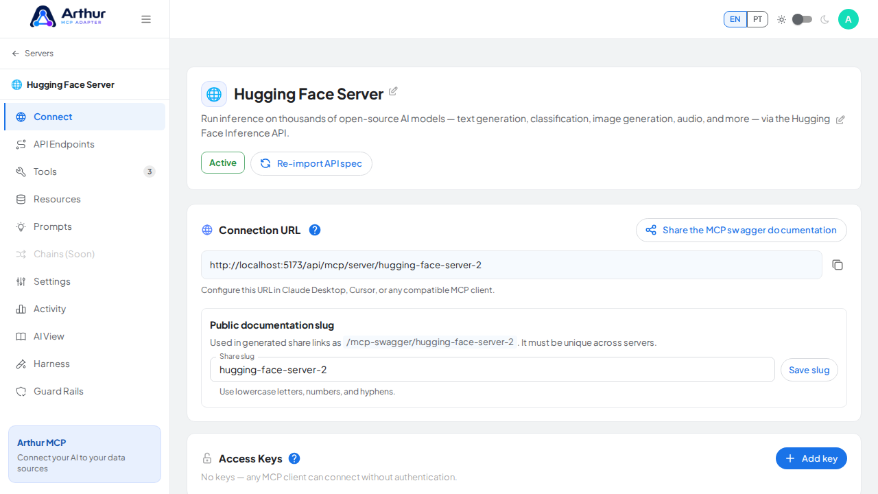 Create the Hugging Face server with its preconfigured tools