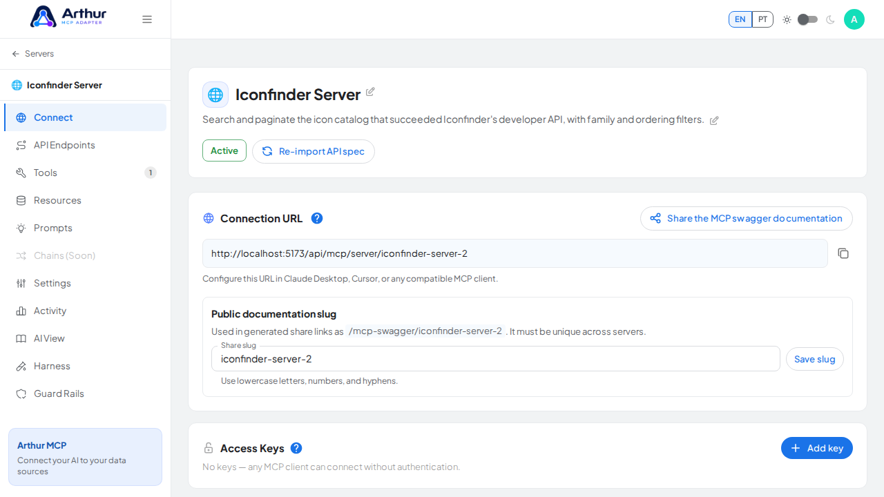 Create the Iconfinder server with its preconfigured tools