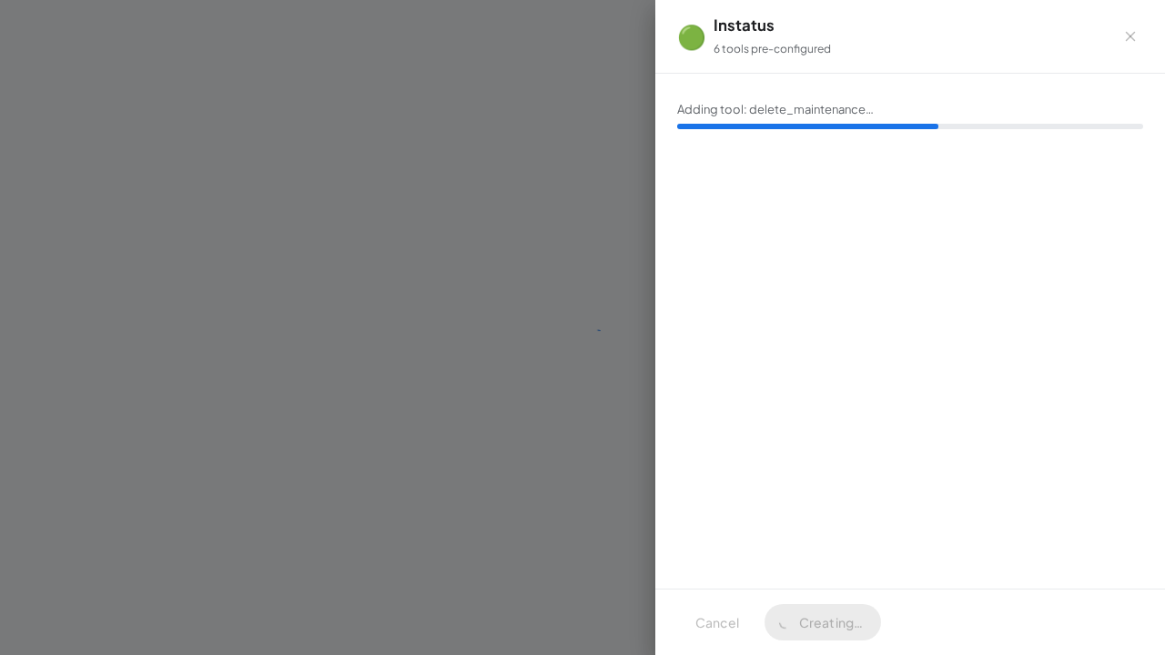 Create the Instatus server with its preconfigured tools