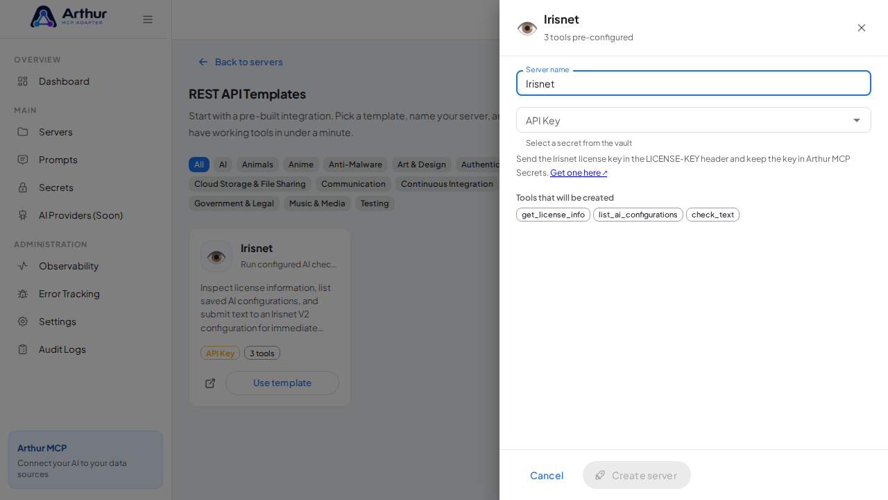Open the Irisnet template with its preconfigured tools
