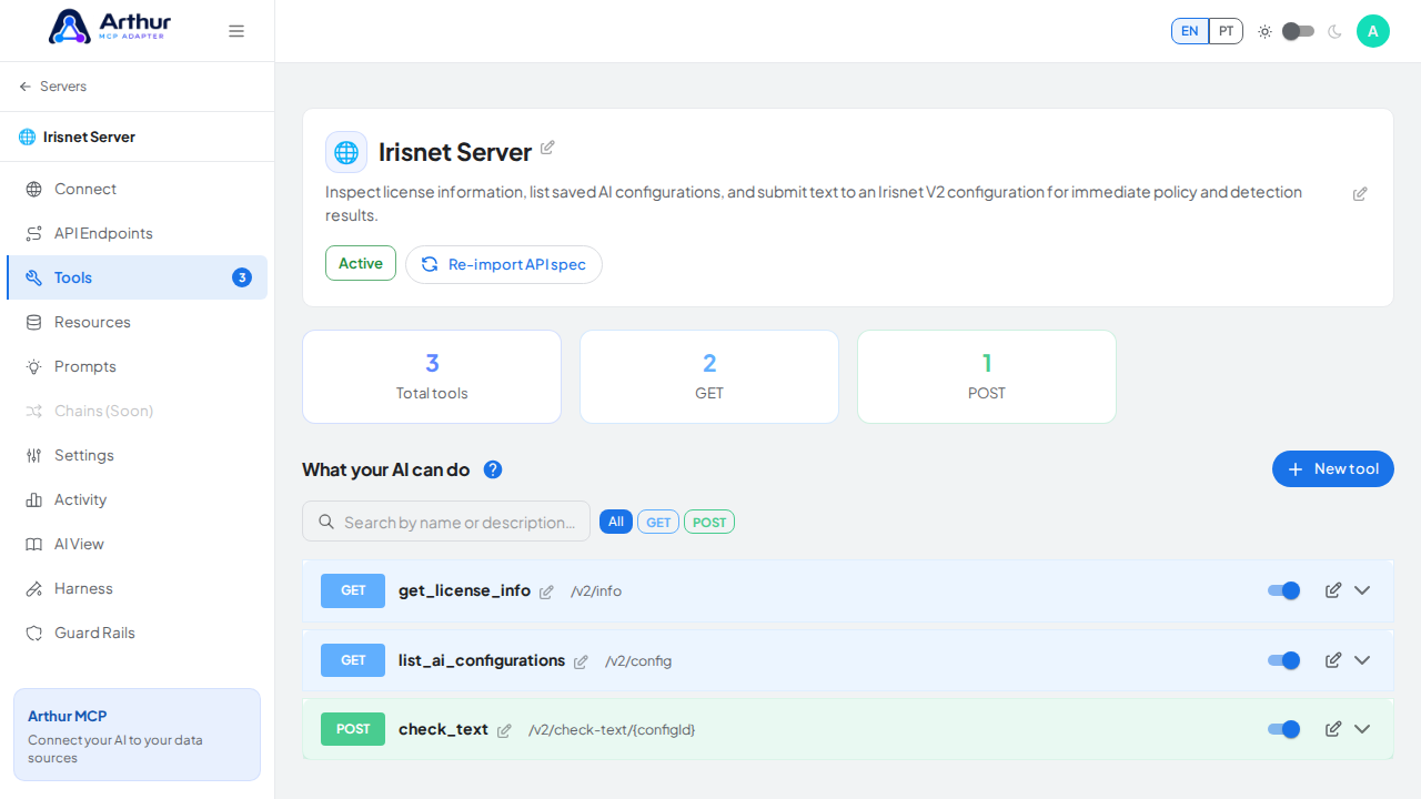 Review the tools generated from the Irisnet template