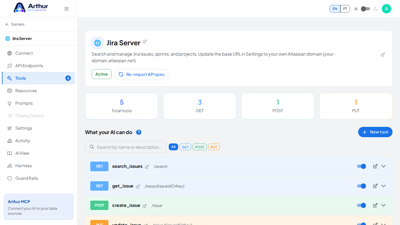 Review the tools generated from the Jira template