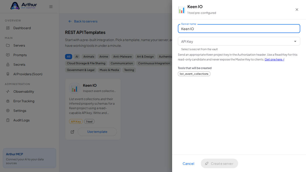 Open the Keen IO template with its preconfigured tools