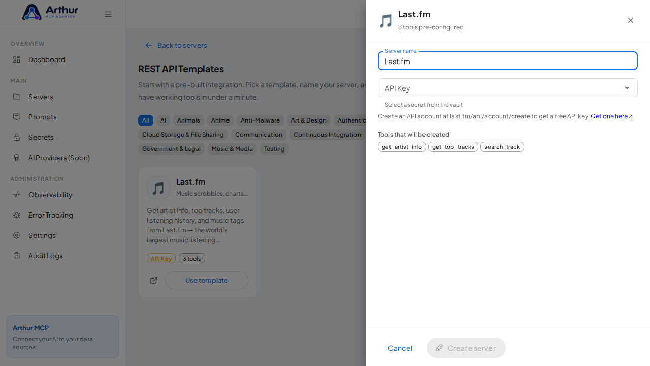 Open the Last.fm template with its preconfigured tools