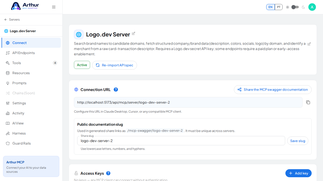Create the Logo.dev server with its preconfigured tools