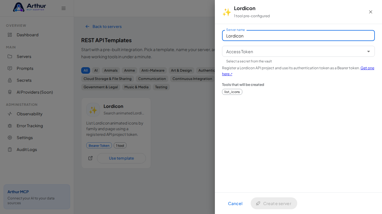 Open the Lordicon template with its preconfigured tools