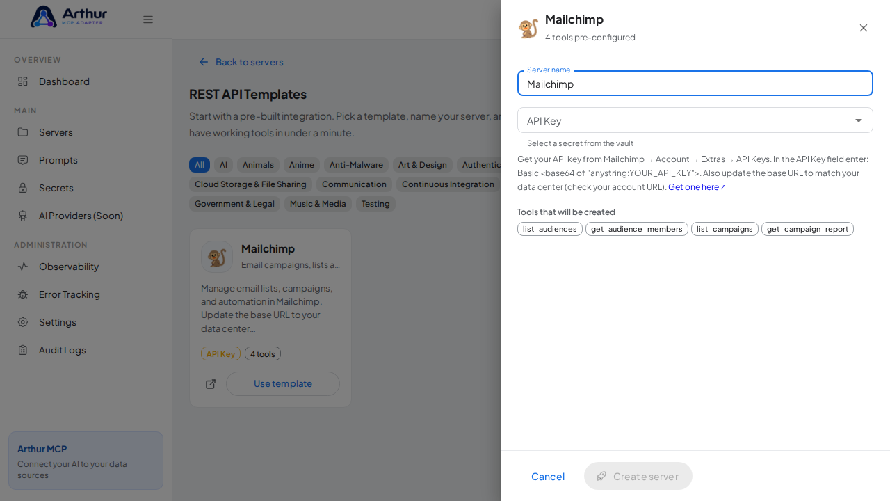 Open the Mailchimp template with its preconfigured tools