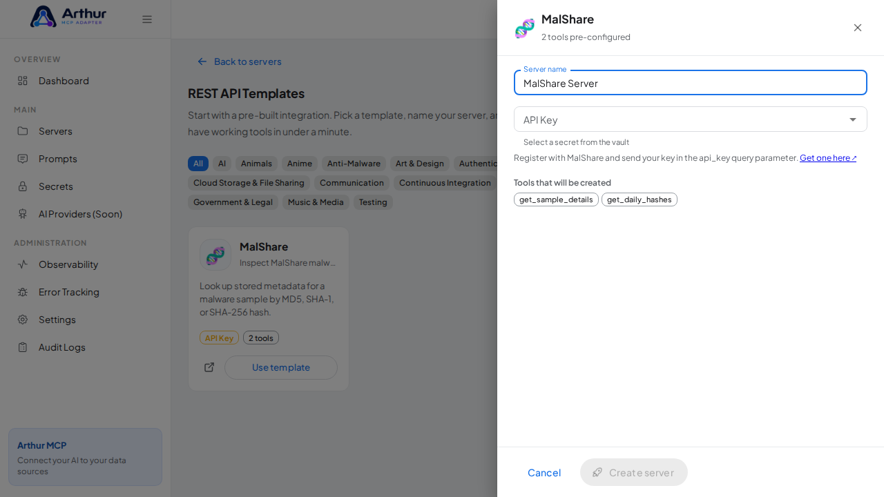 Name the server after the integration it provides