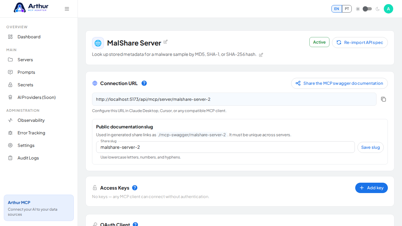 Create the MalShare server with its preconfigured tools