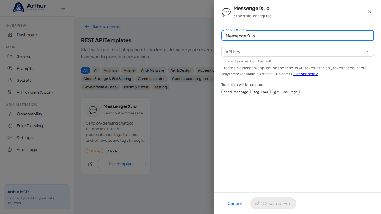 Open the MessengerX.io template with its preconfigured tools