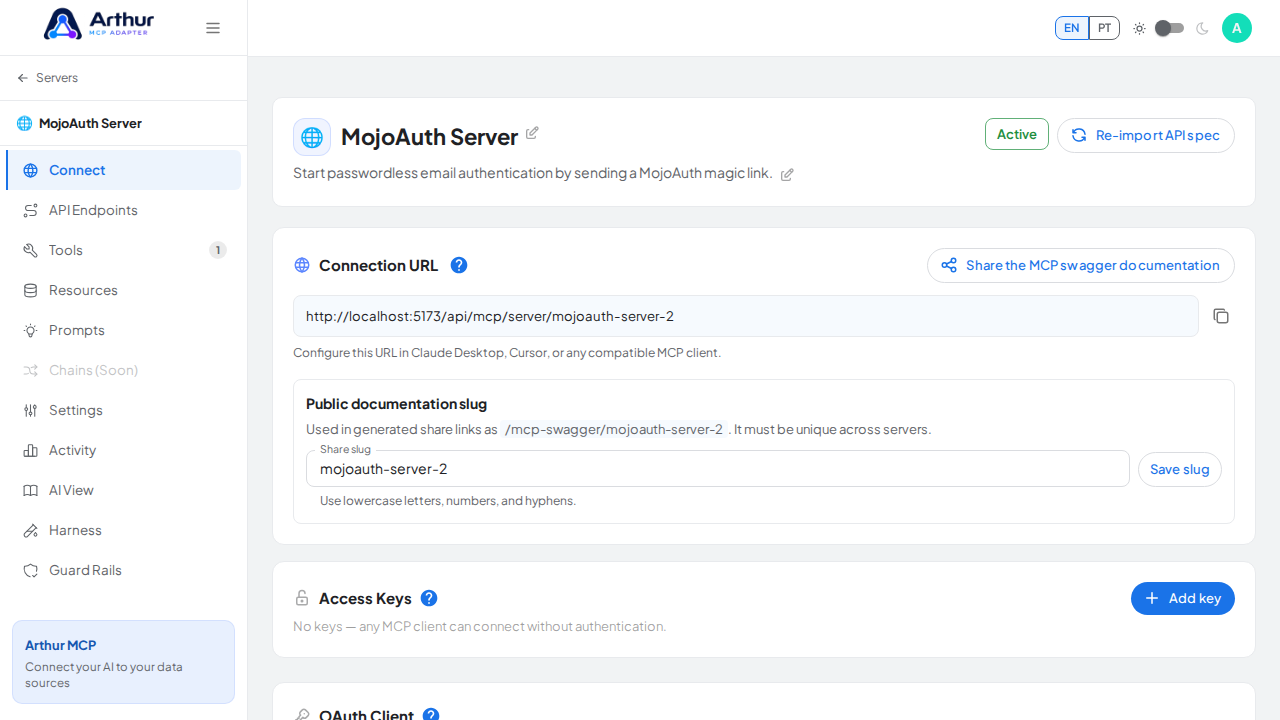 Create the MojoAuth server with its preconfigured tools