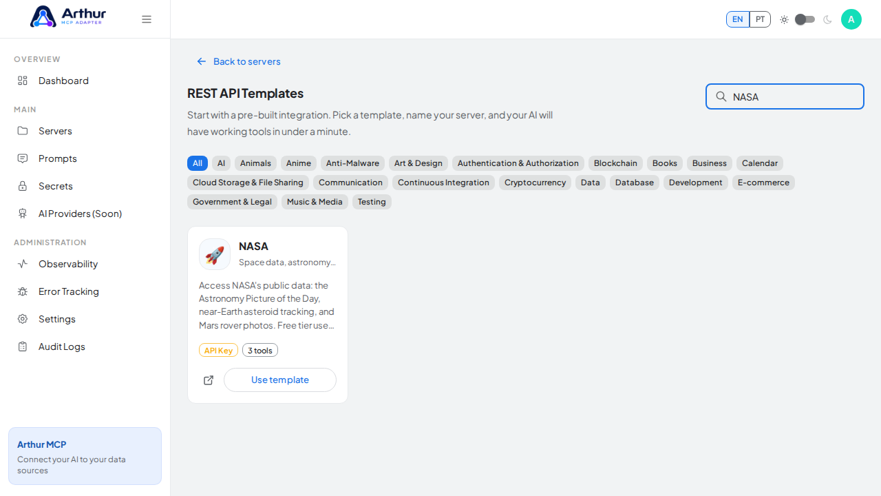 Search the gallery for the NASA integration