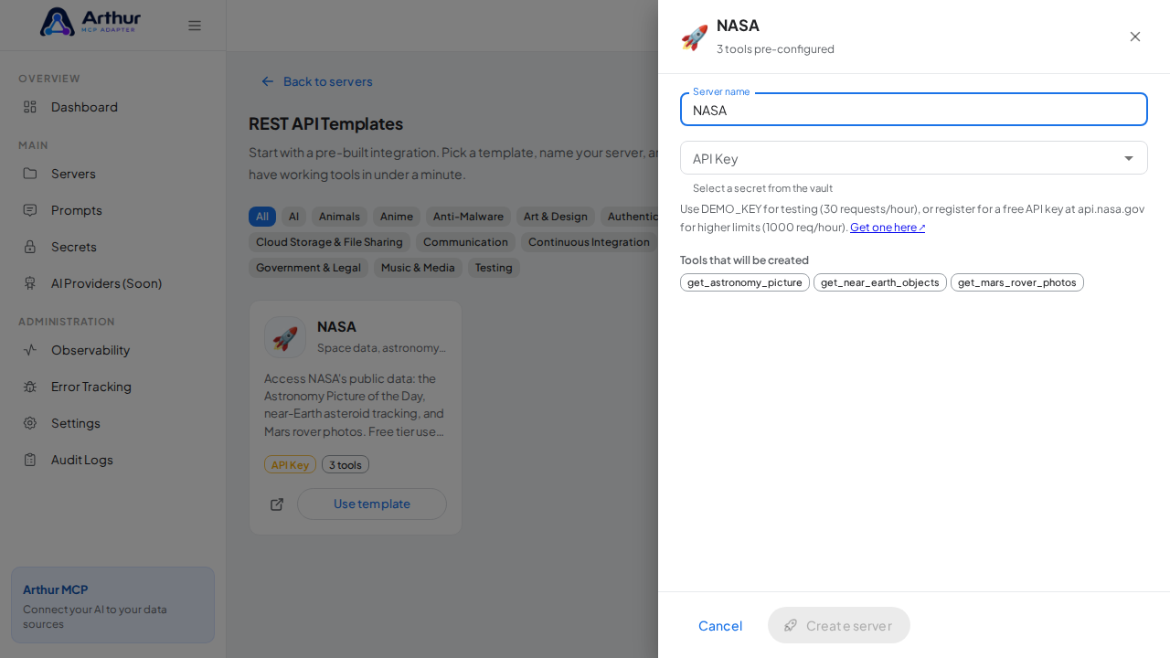 Open the NASA template with its preconfigured tools
