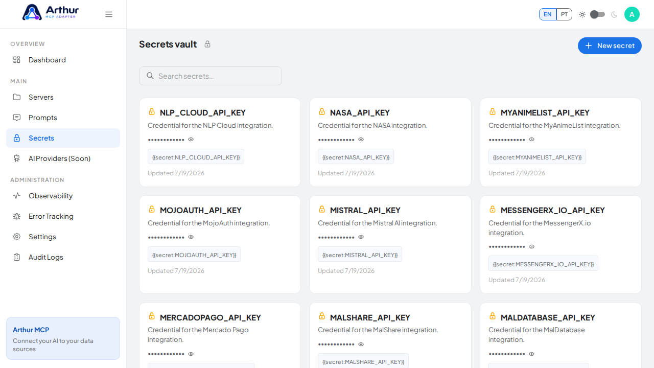 Open the Secrets vault to store the Netlify credential before using the template