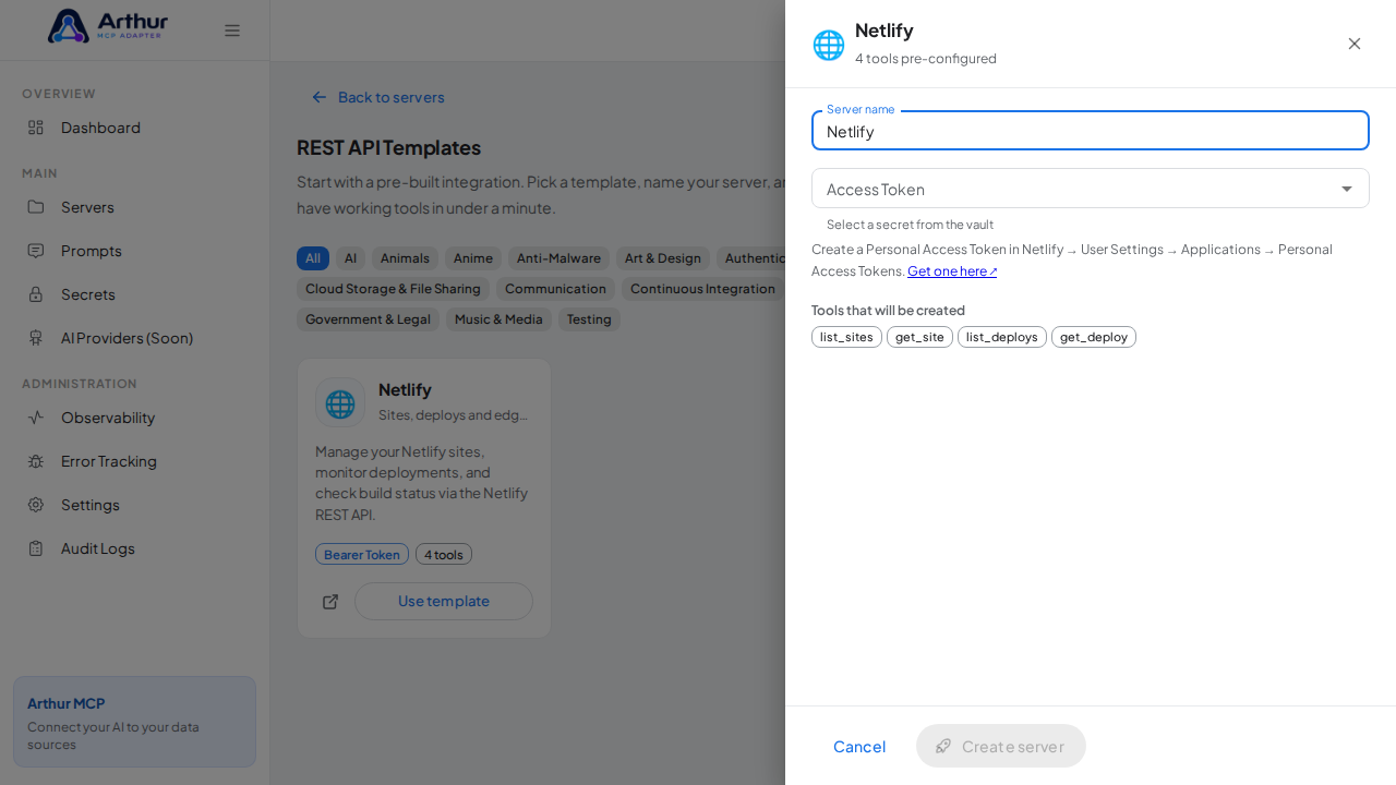 Open the Netlify template with its preconfigured tools