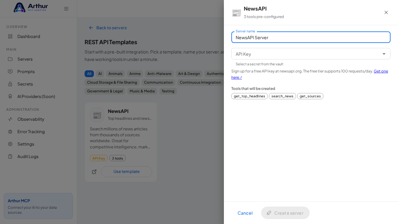 Name the server after the integration it provides