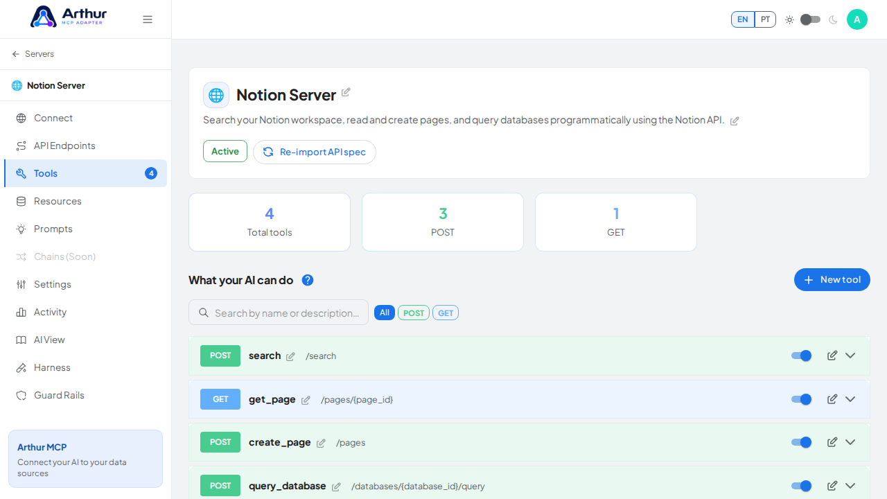 Review the tools generated from the Notion template