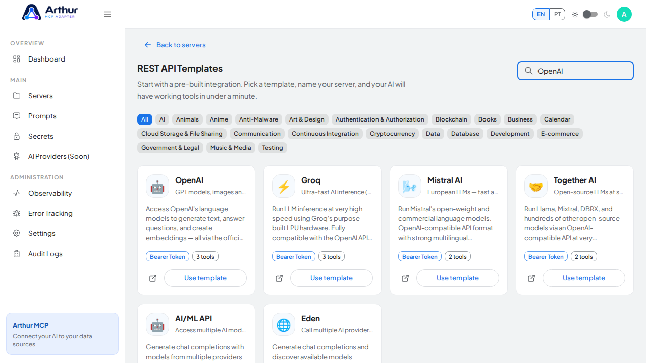 Search the gallery for the OpenAI integration