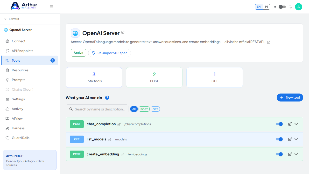 Review the tools generated from the OpenAI template