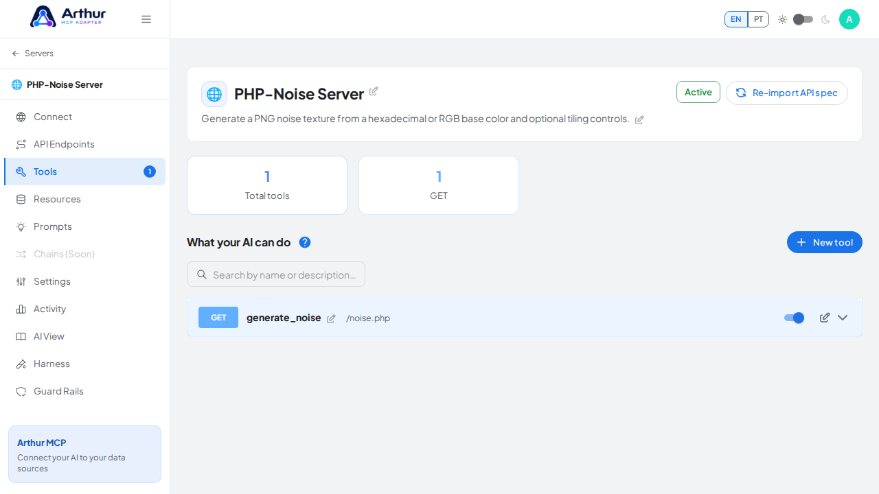 Review the tools generated from the PHP-Noise template