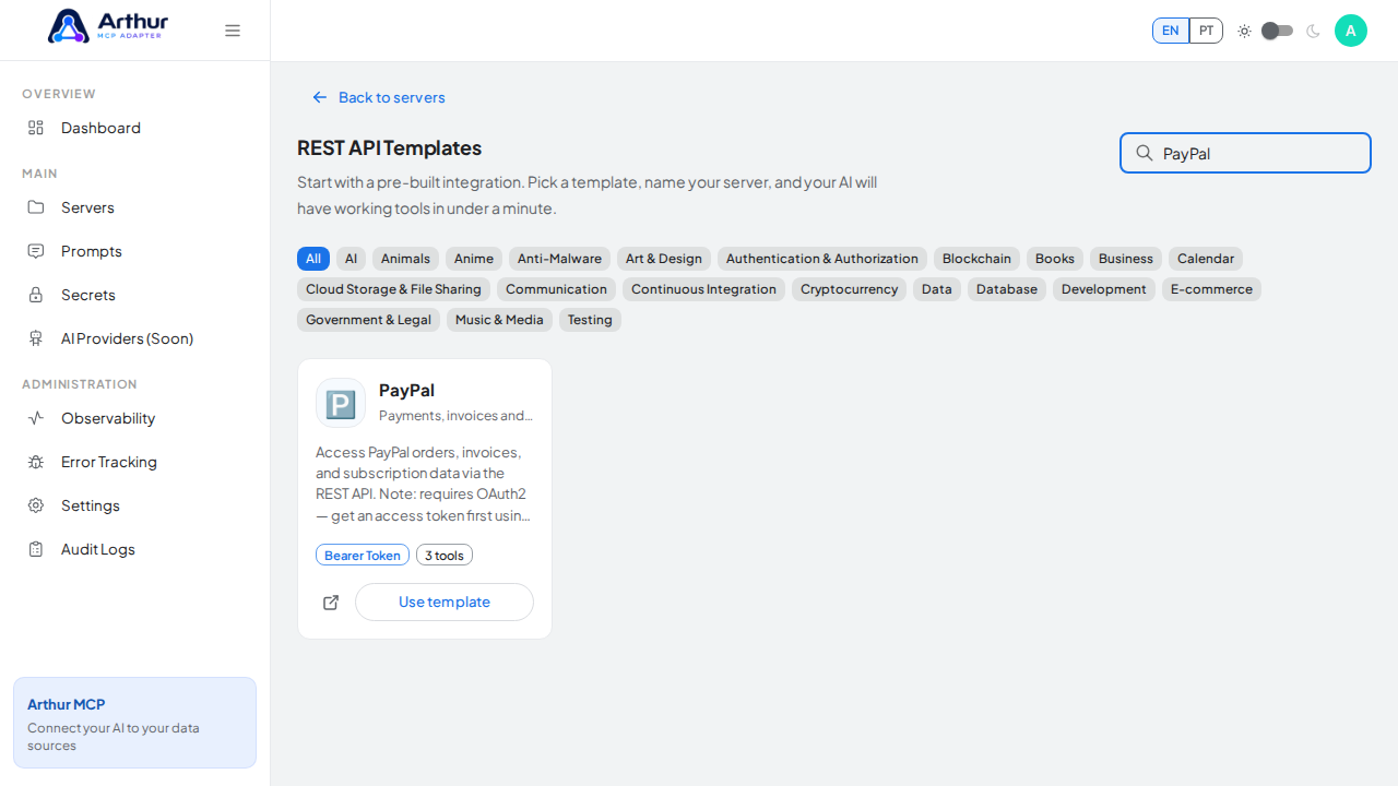Search the gallery for the PayPal integration