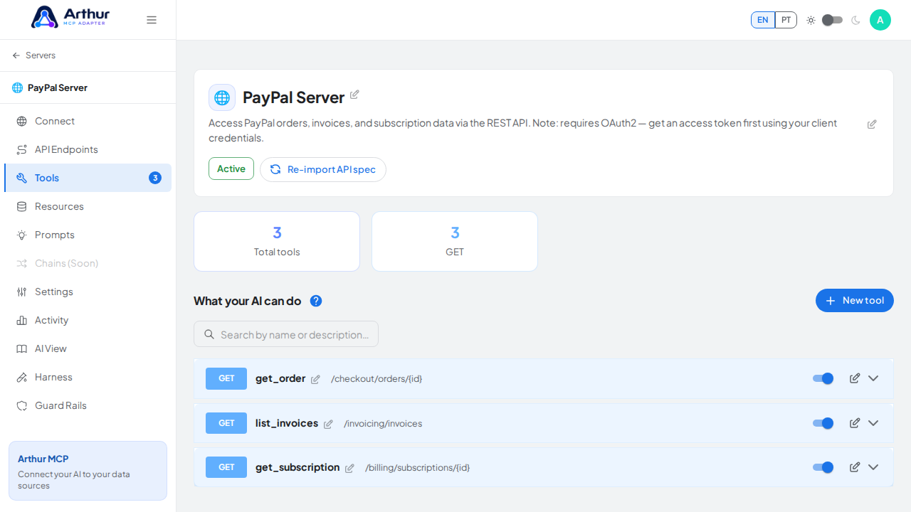 Review the tools generated from the PayPal template