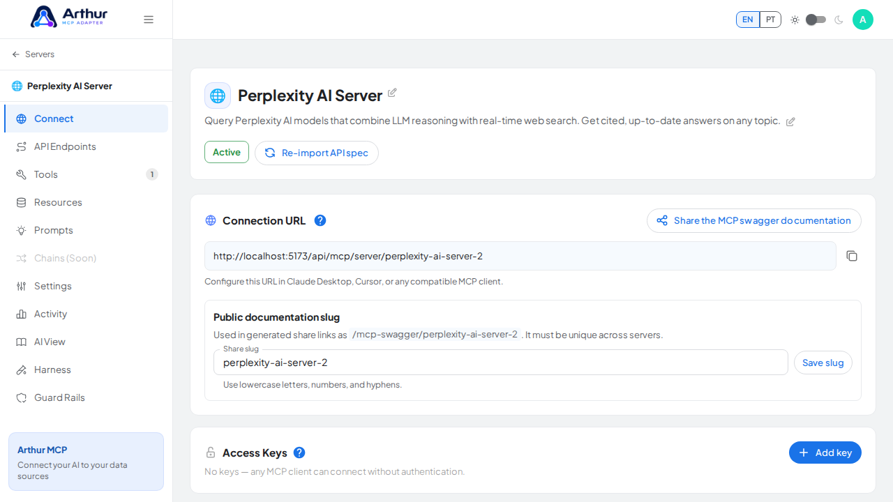 Create the Perplexity AI server with its preconfigured tools