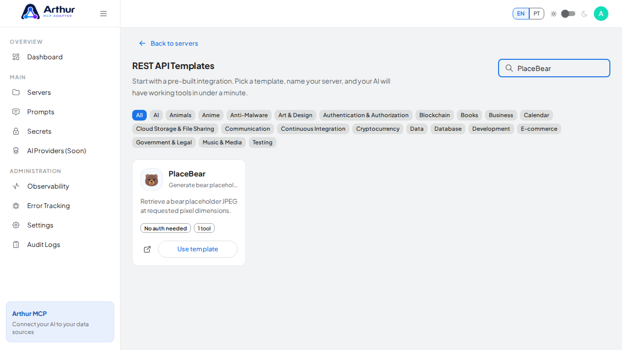 Search the gallery for the PlaceBear integration