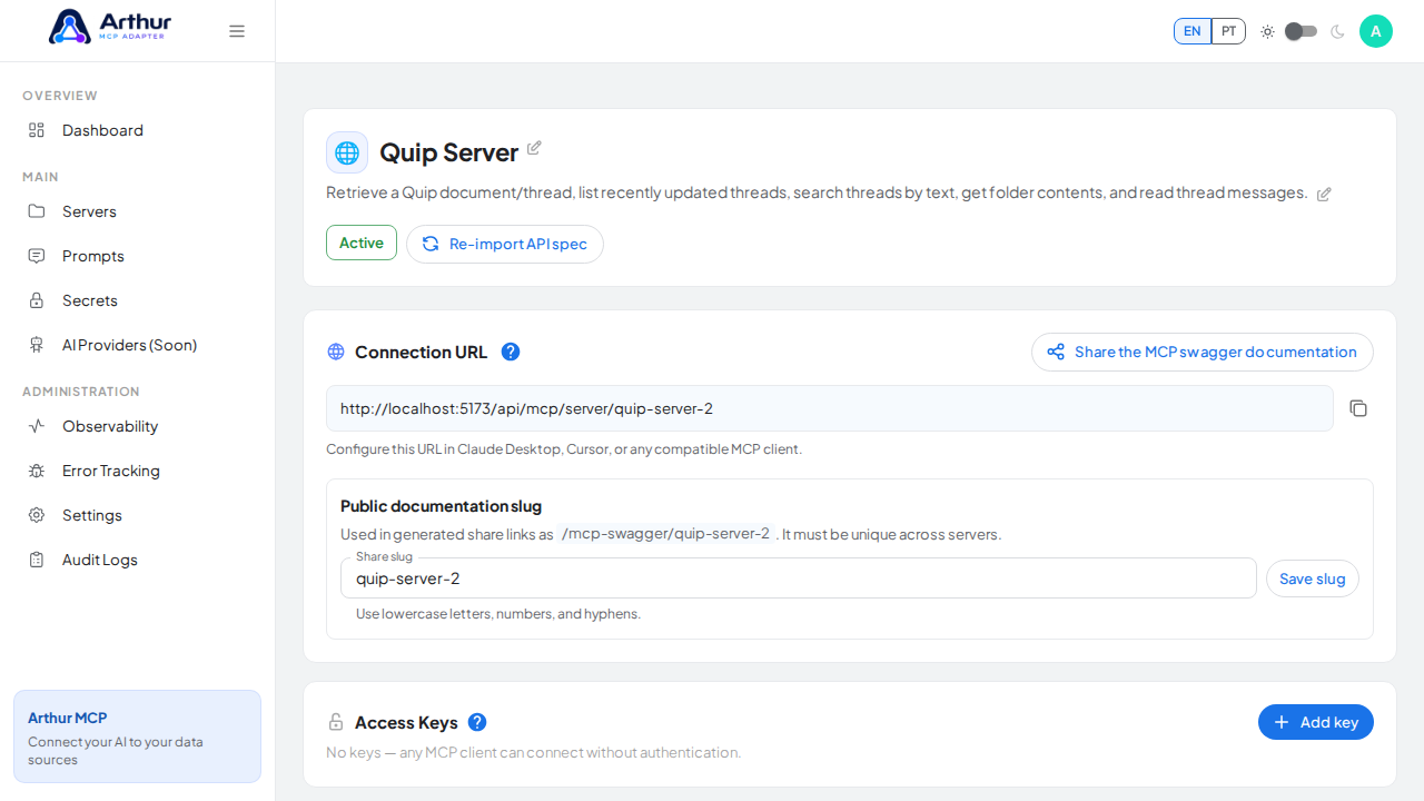 Create the Quip server with its preconfigured tools