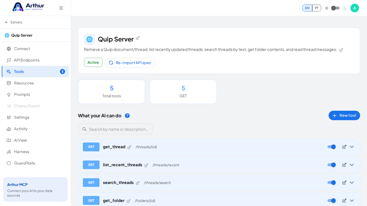 Review the tools generated from the Quip template