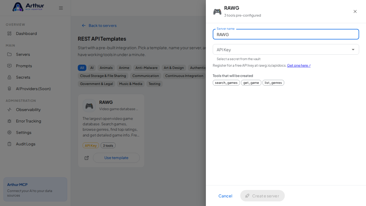 Open the RAWG template with its preconfigured tools