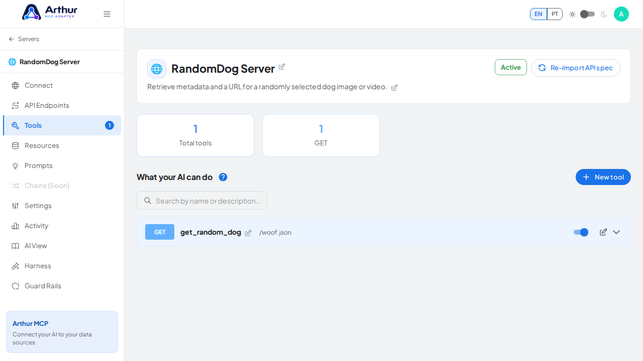 Review the tools generated from the RandomDog template