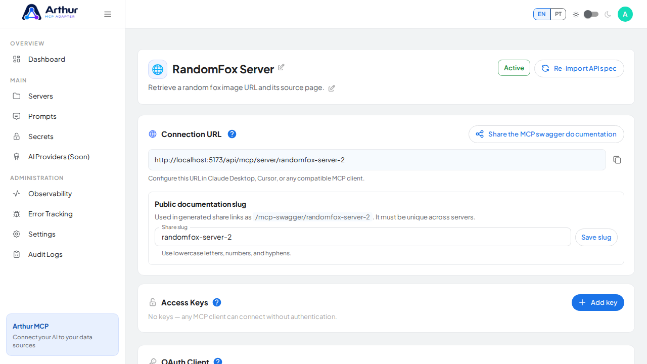 Create the RandomFox server with its preconfigured tools