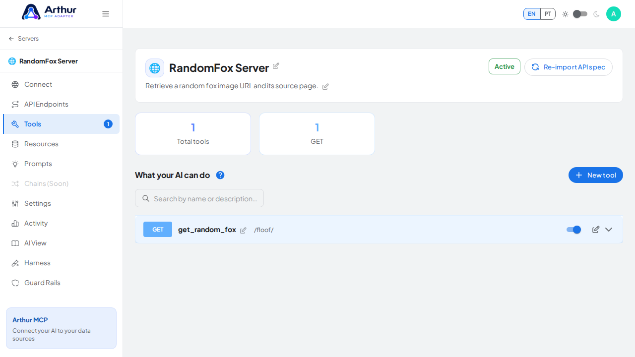 Review the tools generated from the RandomFox template