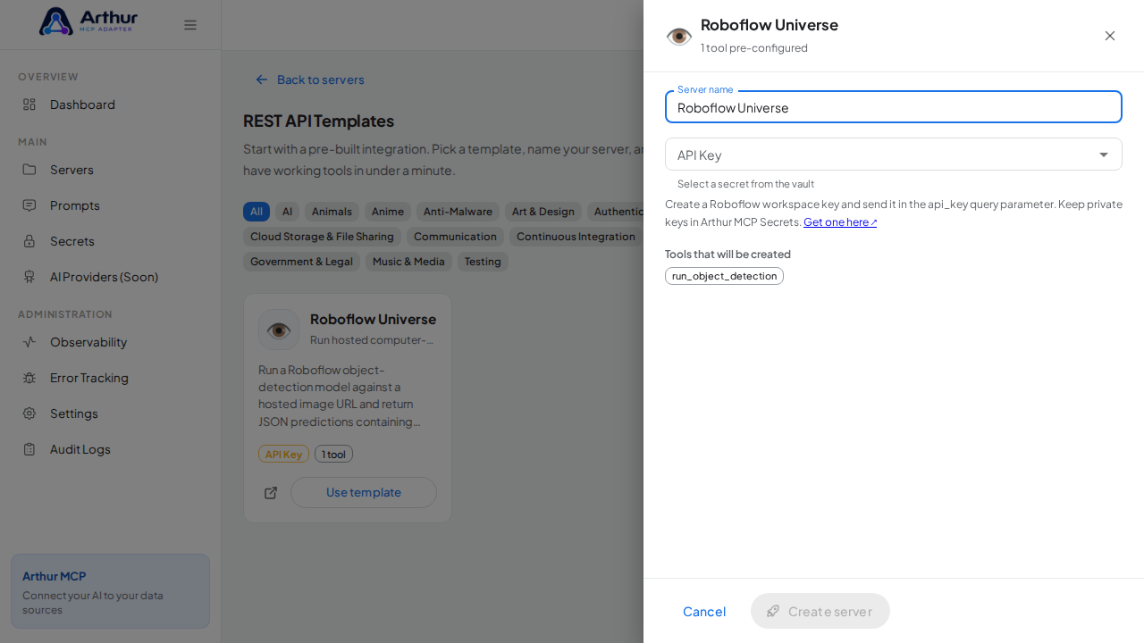Open the Roboflow Universe template with its preconfigured tools