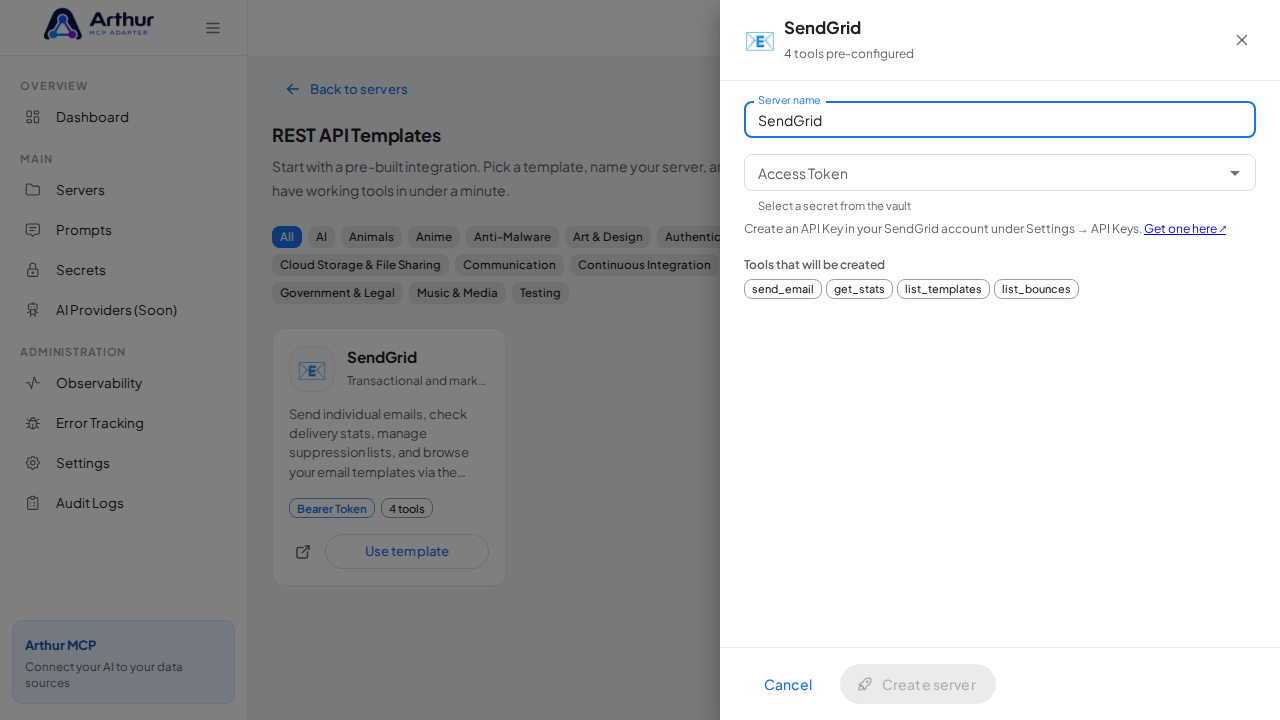 Open the SendGrid template with its preconfigured tools