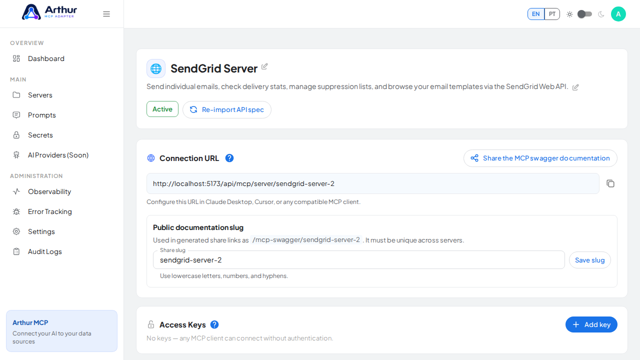 Create the SendGrid server with its preconfigured tools