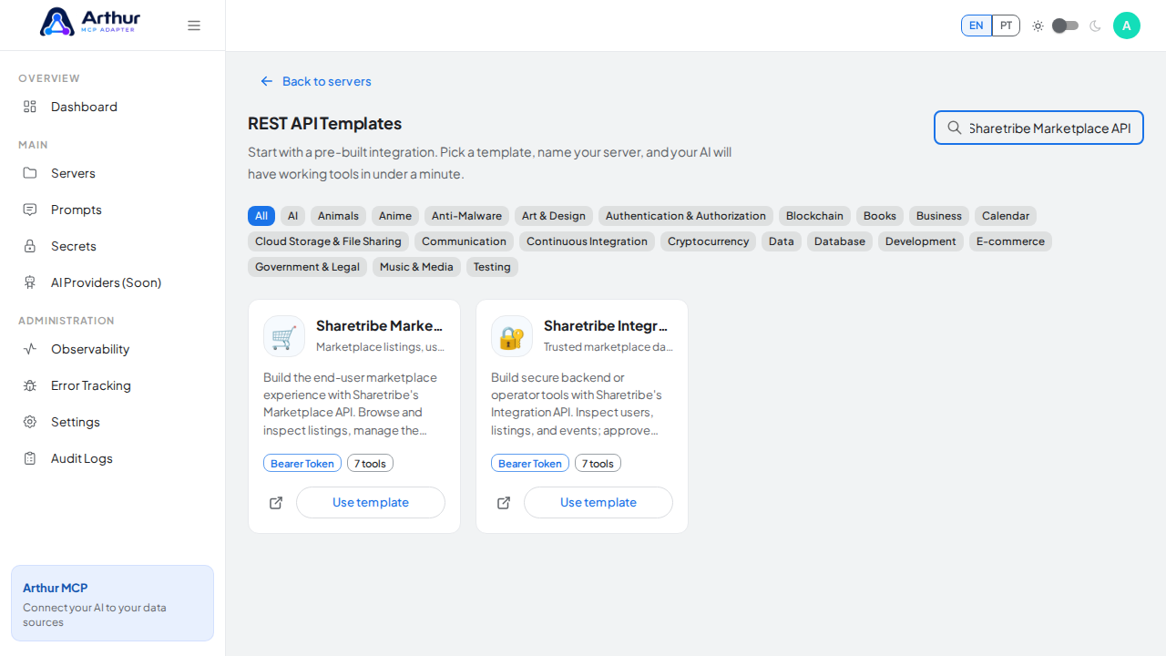 Search the gallery for the Sharetribe Marketplace API integration