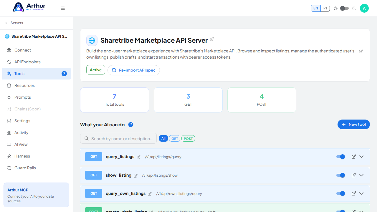 Review the tools generated from the Sharetribe Marketplace API template