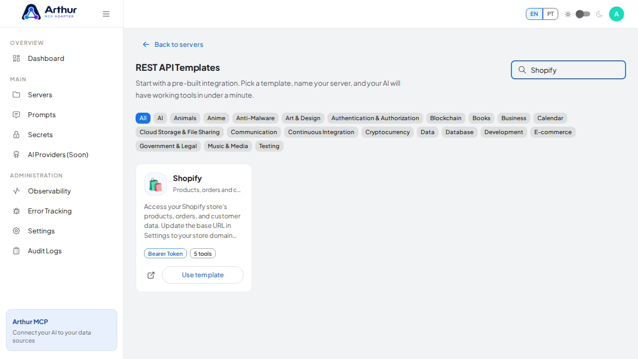 Search the gallery for the Shopify integration