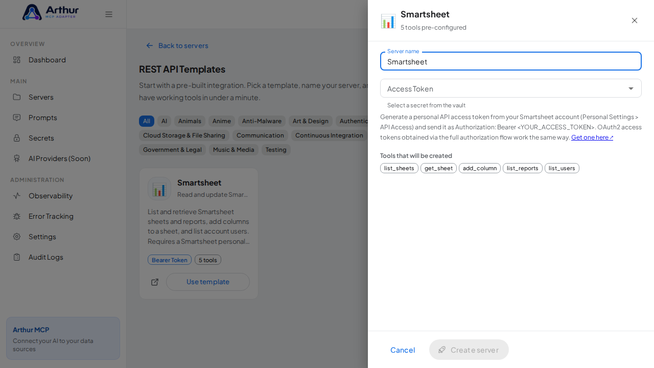Open the Smartsheet template with its preconfigured tools