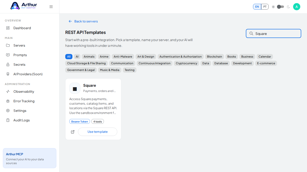 Search the gallery for the Square integration