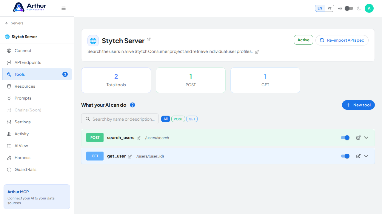 Review the tools generated from the Stytch template
