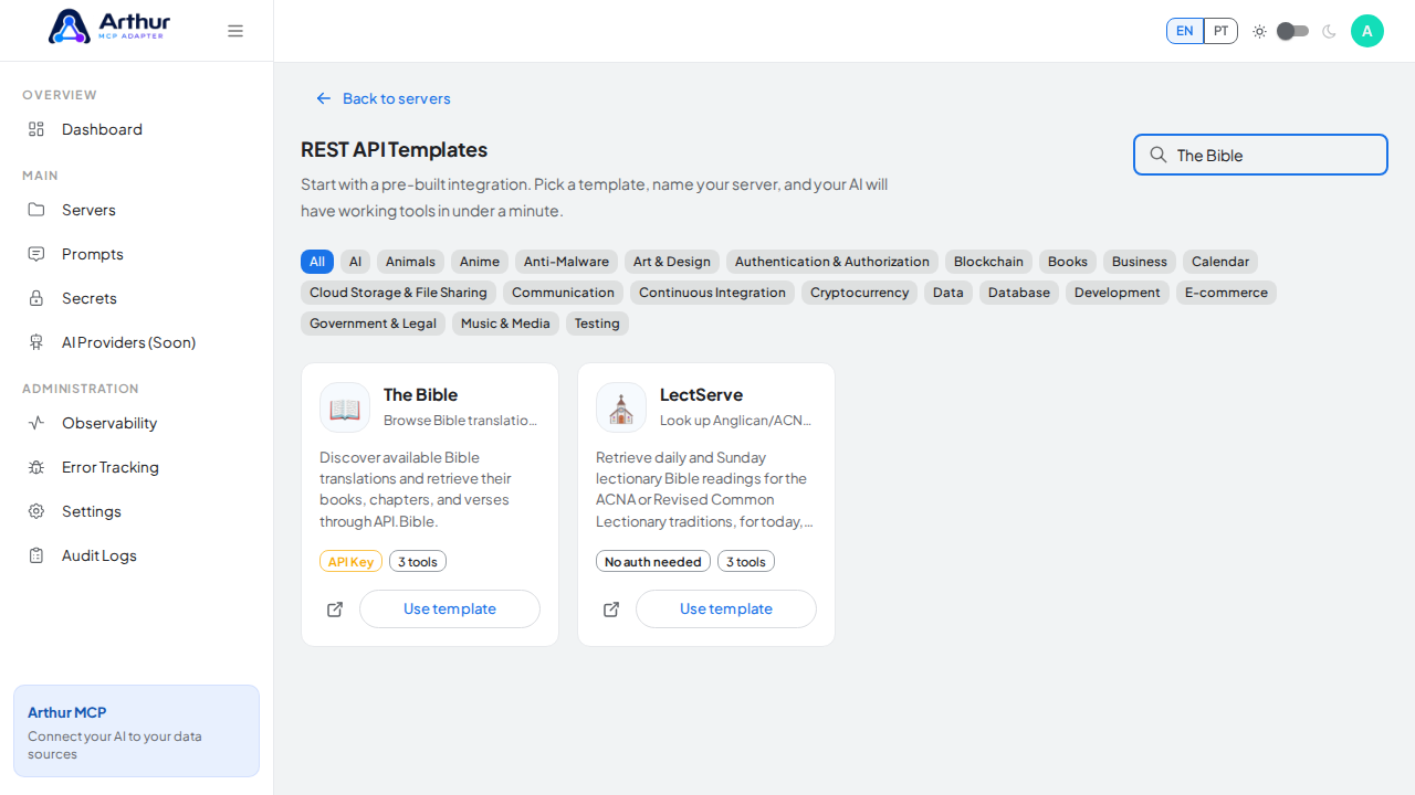 Search the gallery for the The Bible integration