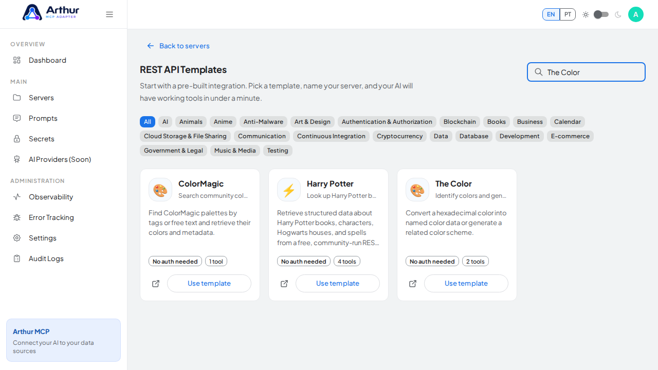 Search the gallery for the The Color integration
