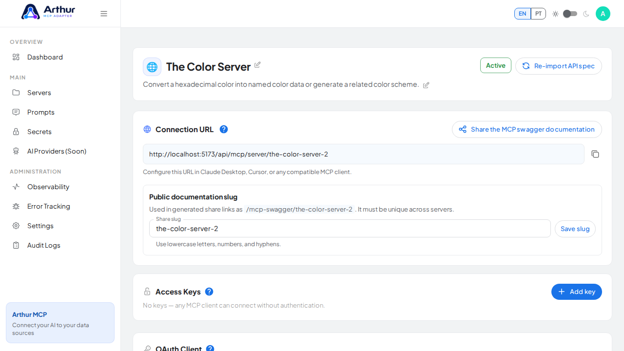 Create the The Color server with its preconfigured tools